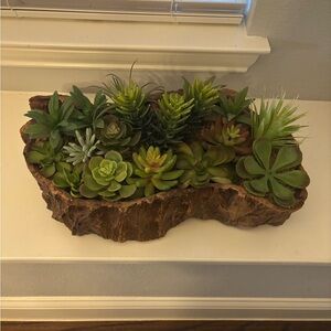 Z Gallerie Green and Brown Faux Floral Succulent Display
